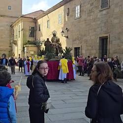Jesus being pushed along by his float bearers.