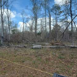 Hier waren die Hütten, durch die umgestürzten Bäume nicht begehbar.