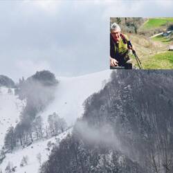 Vogelberg heute. Oben rechts: vor einer Woche beim Aufstieg auf den Vogelberg
