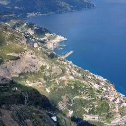 View from Castello Lauritano scenic area to La Bussola on the Amalfi Coast