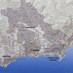 Map showing the Agerola Commune (in the central part) and some of the surrounding area