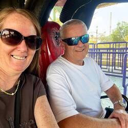 It was hard, but I managed to talk poor Peter into coming on the roller coaster with me. 😂