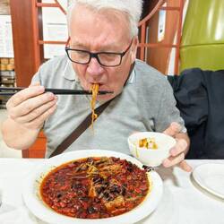 Lunchtime and just about getting used to chopsticks