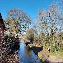 View of our moorings from one of the high bridges