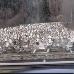 Crazy large graveyard en route.