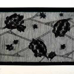 Hand-carved paper stencil with turtle motif for fabric dyeing (late 19th century; Meiji Era).