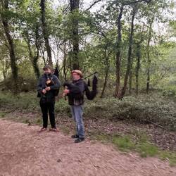 Musicians were out along the way, including bagpipes.