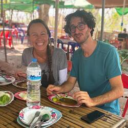 Joanna and Alessandro who we met at a roadside eatery. Two weeks ago they bought bikes in Bangkok.