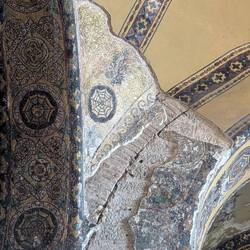 You can see where the plaster was over the frescoes.