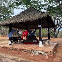 Our little camp in deserted Phu Lan Kha National Park. (Ignored white notice saying don't camp here)