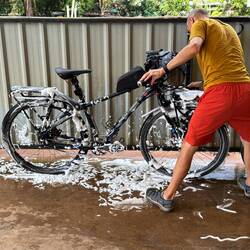 The most exciting thing we did on our rest day was clean the bikes at the cool diy car wash.