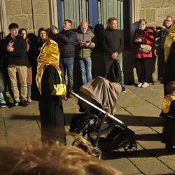 Youngest member in the stroller.