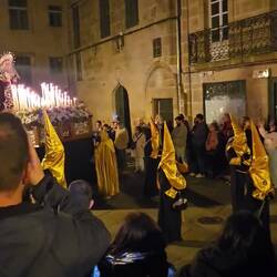 The float called a paso is born by many people who carry it on their shoulders from underneath.