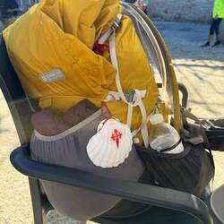 My pack (at first cafe con leche break, and delicious breakfast!)