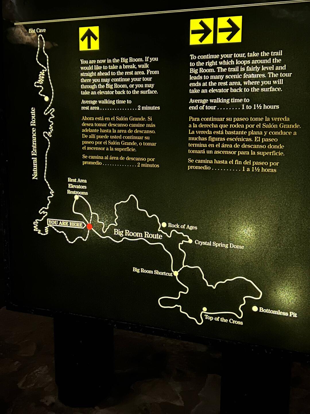 To the left of the red dot is the natural entrance trail to the right is the big room