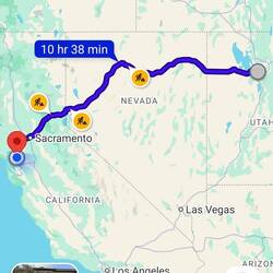 8 hour to Reno, 4 hours to Walnut Creek