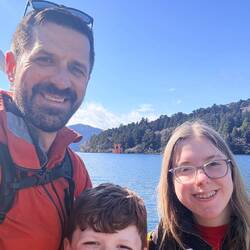 Hakone shrine gate behind us