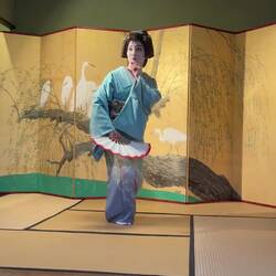 Dance of the cherry blossom. Geisha writes a letter to boy she likes, she is shy to send to him.