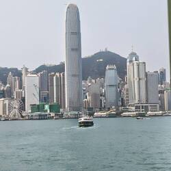 88-story International Finance Centre (IFC) building dominates the Hong Kong island skyline.