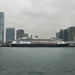 Our ship the Volendam in port at Ocean Terminal.