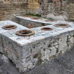 Local food was sold from the pots on the marble counter