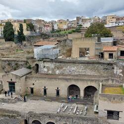View down to the boat houses