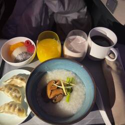 Tasteless congee for breakfast on CX292.