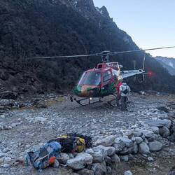 Heli arrived safely up the valley