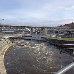 Elbe Brücke Baustelle, nur zu Fuß oder Rad