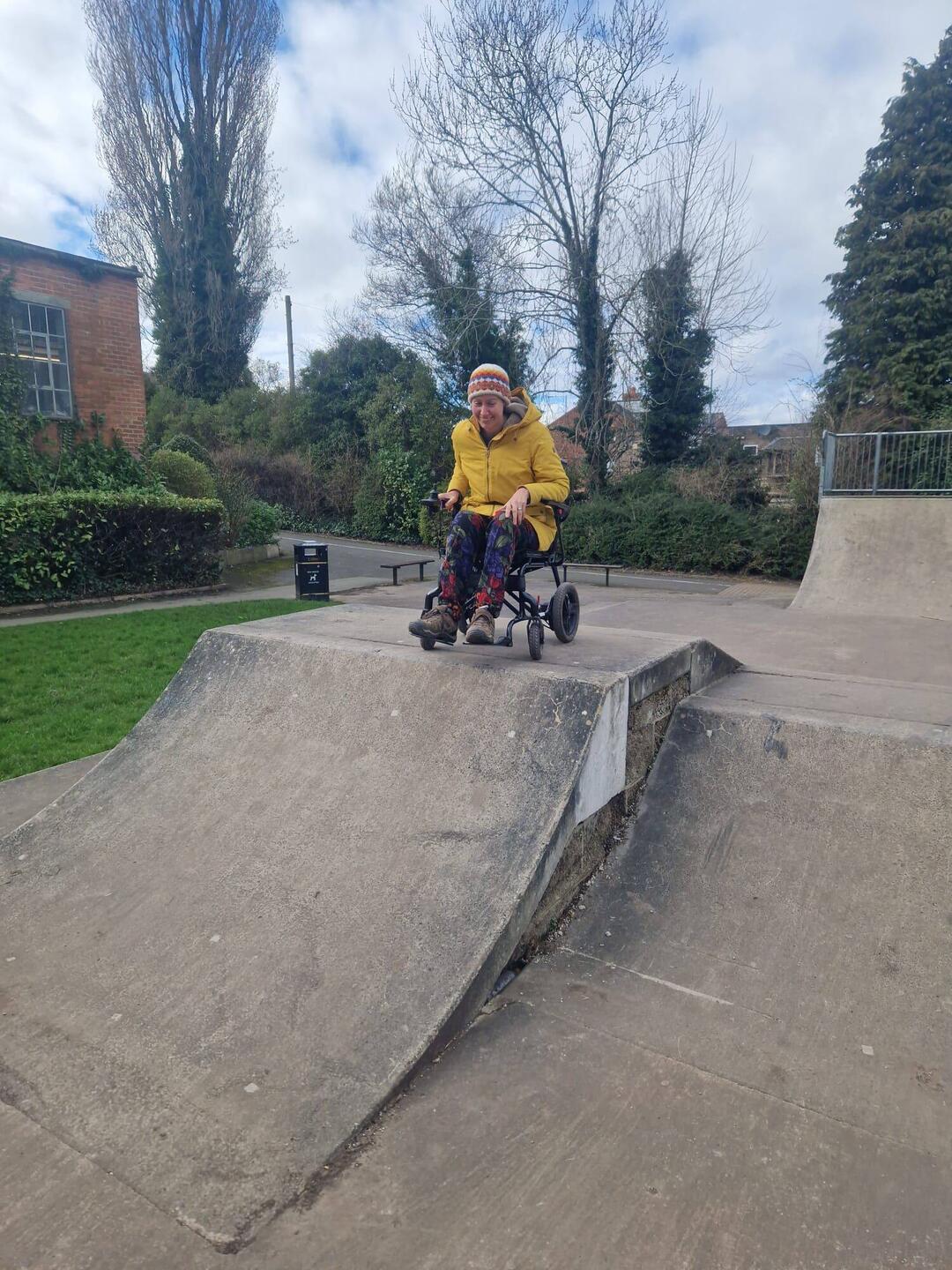 Will couldn't resist pushing Vicky up the skate ramp in her chair 🫣