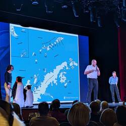 Out captain discussing the plan for navigating around Antarctica