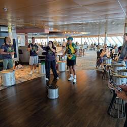 Around Brazil we had a local team on board for a week, we got samba music lessons