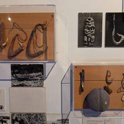 Maori fishing tackle. On the right side is even a shiny one like we use today.
