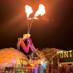 Giant Metal Mantis wurde ursprünglich für das Burning Man-Festival gebaut und speit abends Feuer