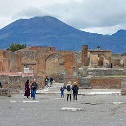 The Forum, with Mount Vesuvius in the background