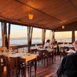 Sunset at Chapitos with Lisbon's Golden Gate in the distance