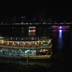 Lots of party boats on the Mekong