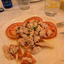 My supper was a tomato and tuna salad.