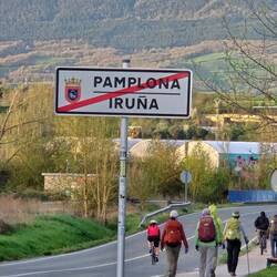 We are leaving Pamplona and heading up a steep hill.