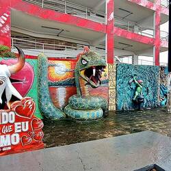Murals outside the red side of the stadium.