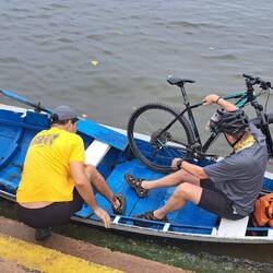 We took a small boat to get to our biking paths.