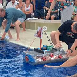 The boats were put in 2 at a time...