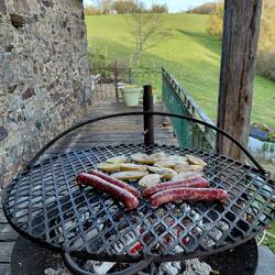 Beef and herbe saussicons on the home made BBQ