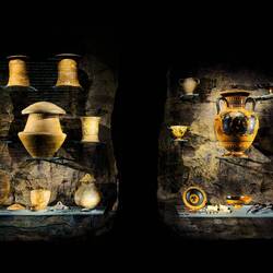 Etruscan artifacts from tombs uncovered in the area — Museum of the History of Bologna.