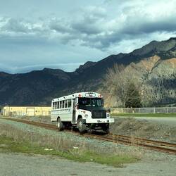 On the train tracks at Lillooet. They gave way to us.