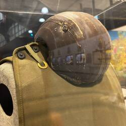 Air Museum, WWII soldier helmet with bullet hole