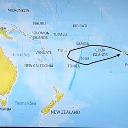 Route to Pitcairn after dropping some of the Mutineers back in Tahiti