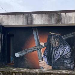 Wandbild an Hausfassade