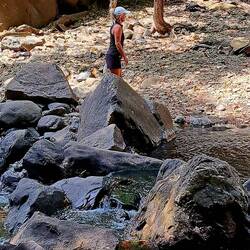 We had to cross over these rocks to get to the other side. (Easier said than done.)