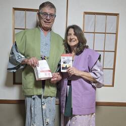 Showing off our dual stamp on our passports, in our Yukatas